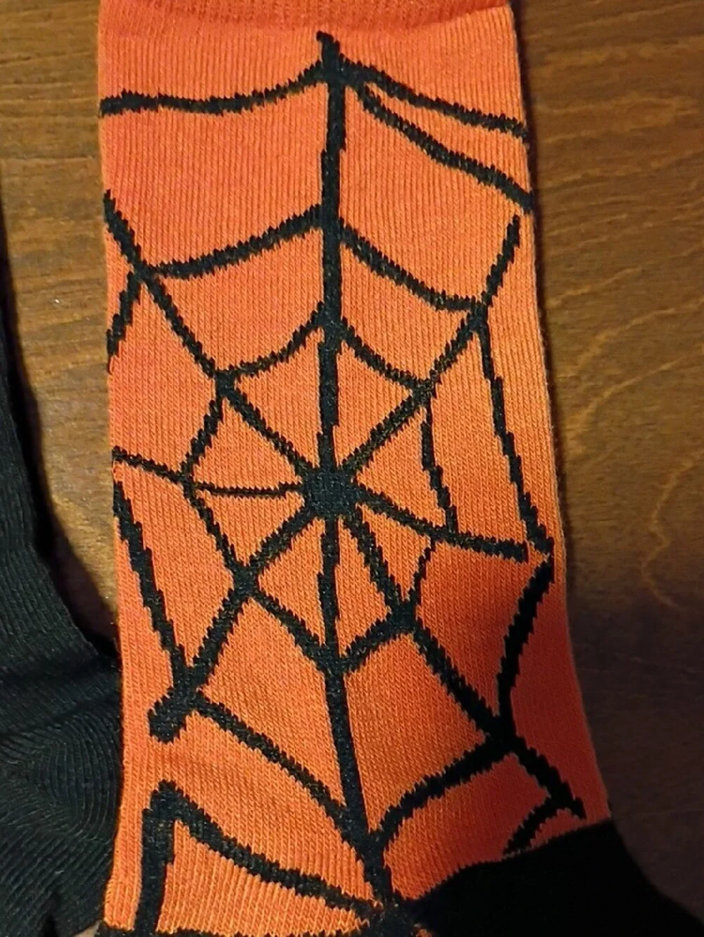 Halloween Socks and Scrunchie Set - Orange & Black Spiderweb and Skeleton